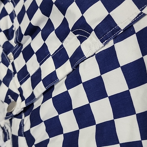 Checked Stretchy Wide Flare in Blue & White, A Beautiful Soul, Long Sz 12 - Picture 3 of 9